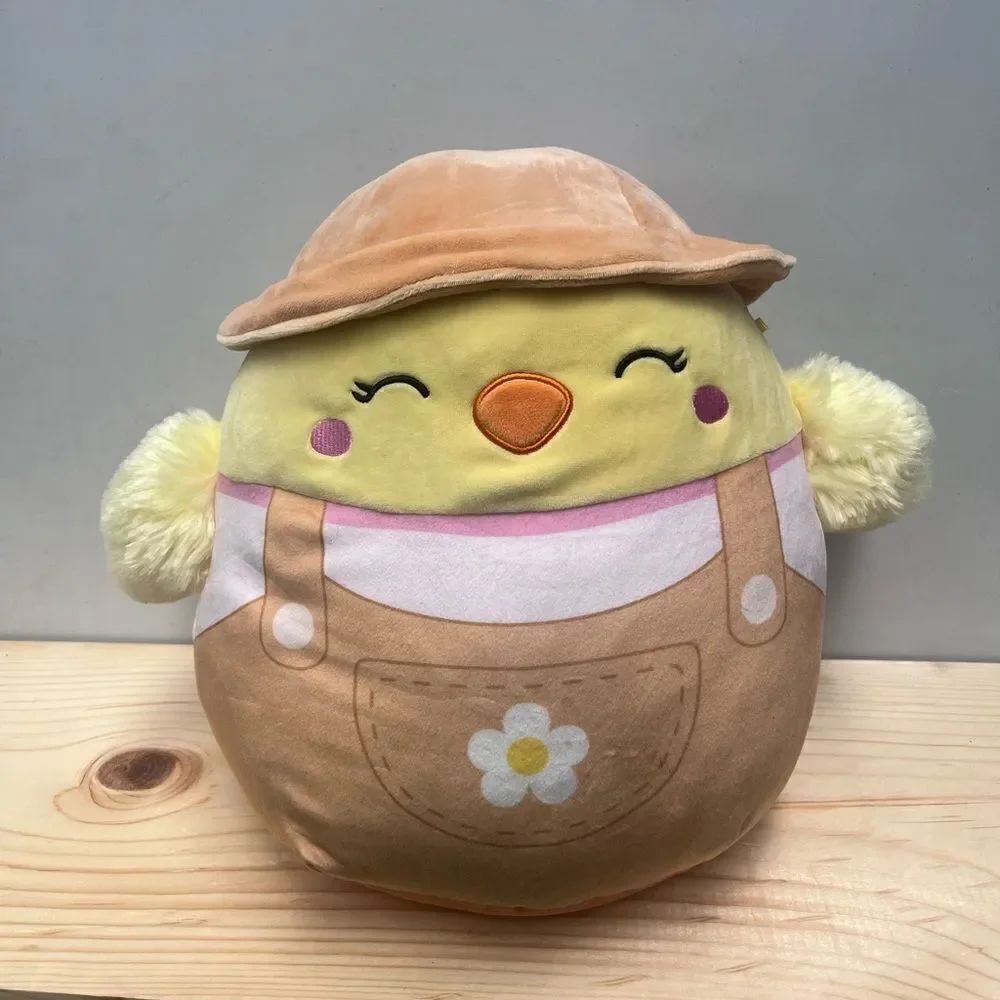 Squishmallow Aimee The Chick with Overalls & Hat 2022 Easter StuffedโAnimal